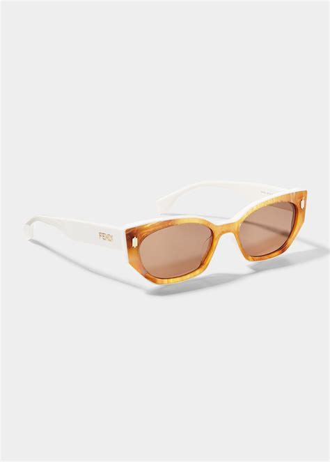 fendi multi-layered two-tone square plastic sunglasses brown|Fendi Two.